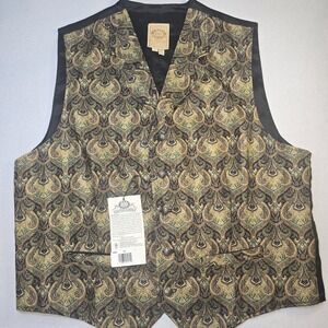 Vtg Wah Maker Old West Paisley Tapestry Vest Mens L Steampunk Victorian Cowboy